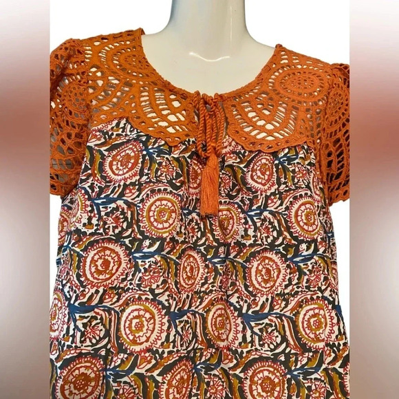 Jennifer Grace Eyelet Crochet Short SleeveTop - Picture 2 of 8